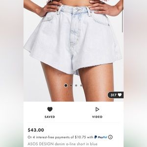 ASOS A-line denim shorts